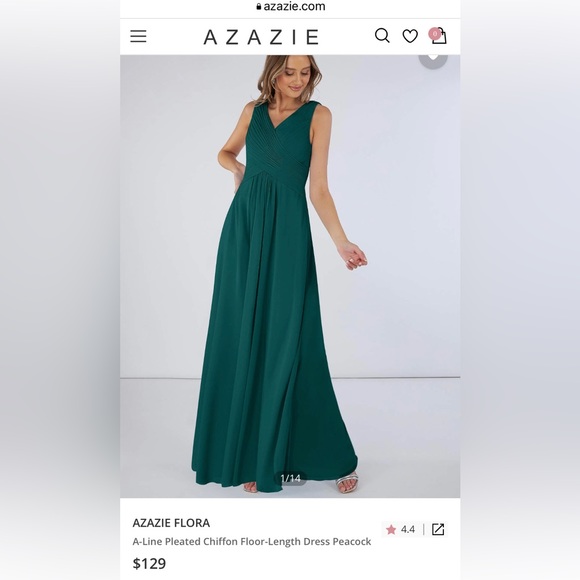 Azazie Flora Peacock Dress NWT Size 14 - Picture 5 of 5